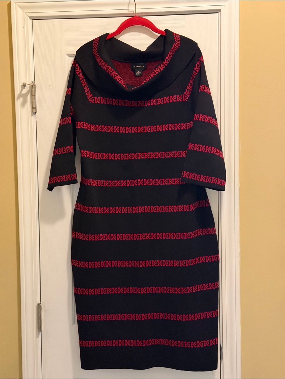 Liz Claiborne Midi Sweater Dress Cowl Neck